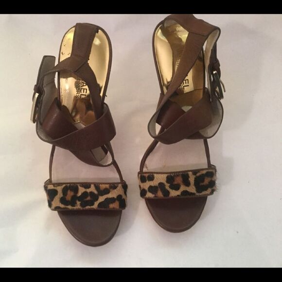 Michael Kors Calf Hair Animal Print Leather Wooden - Picture 2 of 11